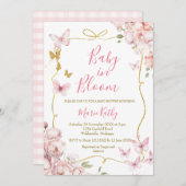 ピンクベビー開花フローラ招待状 招待状 (正面/裏面)