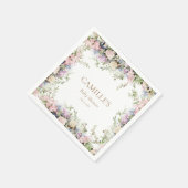 ピンクベビー開花ベビーシャワーありがとうラベル スタンダードカクテルナプキン (角)