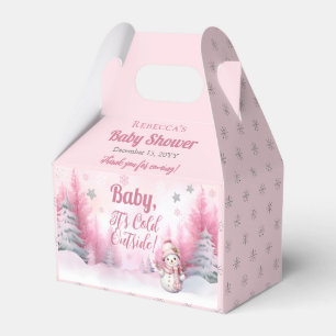 ピンクベビー雪の外が寒い女の子ベビーシャワー フェイバーボックス