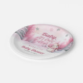 ピンクベビー雪の外が寒い女の子ベビーシャワー ペーパープレート (アングル)