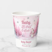 ピンクベビー雪の外が寒い女の子ベビーシャワー 紙コップ (裏面)