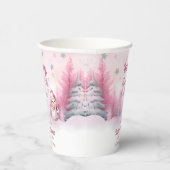 ピンクベビー雪の外が寒い女の子ベビーシャワー 紙コップ (右)