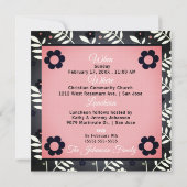 ピンクベビー《キリスト教》洗礼式や命名式レトロフローラベビー写真 招待状 (裏面)