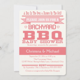 ピンクベビーBBQベビーシャワー招待状 招待状