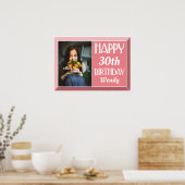 ピンクベベルアールデコ誕生日写真 ポスター (キッチン)