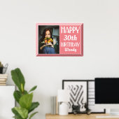 ピンクベベルアールデコ誕生日写真 ポスター (ホームオフィス)