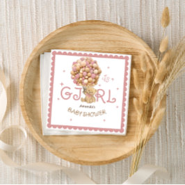 ピンクベモダンアーバルーン女の子シャワー スタンダードカクテルナプキン