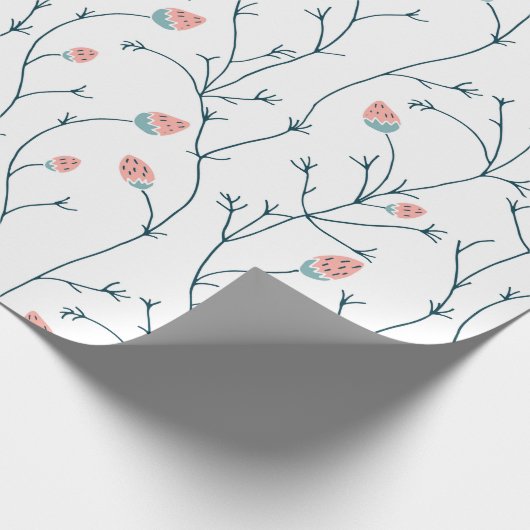 ピンクベリかわいらしーつる植物フローラプレゼント ラッピングペーパー (角)