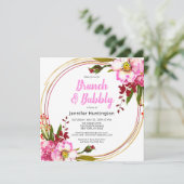 ピンクベリエレガントーフローラ金ゴールドボーブライダルシャワー 招待状 (スタンド正面)