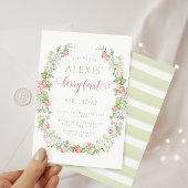 ピンクベリーの最初のイチゴの誕生日の招待状 招待状