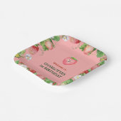 ピンクベリーの甘い女の子の最初の誕生日へようこそ ペーパープレート (傾斜あり)