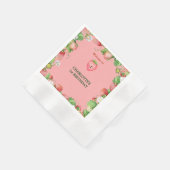 ピンクベリーの甘い女の子の最初の誕生日へようこそ 縁ありカクテルナプキン (角)