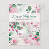 ピンクベリーエレガントフローラクリスマス シーズンポストカード (正面)