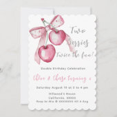 ピンクベリースイートツインズ誕生日招待状for Girls 招待状 (正面)