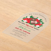 ピンクベリースイートベビーガールストロベリーベビーシャワー アクリル招待状 (レイダウン)