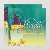 ピンクベリーズメイスンジャー春ピクニックブライダルパーティ 招待状 (正面/裏面)