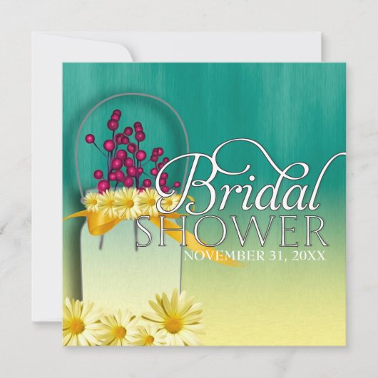 ピンクベリーズメイスンジャー春ピクニックブライダルパーティ 招待状 (正面)