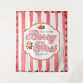 ピンクベリーファーストストロベリー誕生日背景 タペストリー (正面)