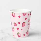 ピンクベリーファースト誕生日イチゴハート 紙コップ (右)