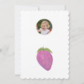 ピンクベリーファースト誕生日ウォーターカスタムカラー写真 招待状 (裏面)