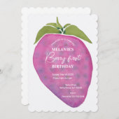 ピンクベリーファースト誕生日ウォーターカスタムカラー 招待状 (正面/裏面)