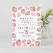 ピンクベリーファースト誕生日ストロベリーファースト誕生日 招待状 (スタンド正面)