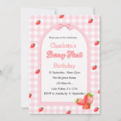 ピンクベリーファースト誕生日 招待状 (正面)