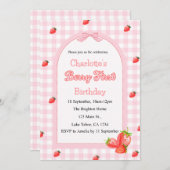 ピンクベリーファースト誕生日 招待状 (正面/裏面)