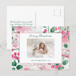 ピンクベリーフローラフォトクリスマスポストカード シーズンポストカード