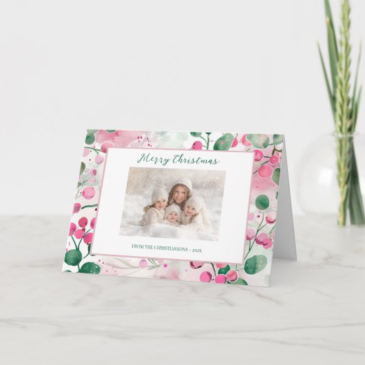 ピンクベリー写真フローラクリスマスカード シーズンカード (正面)