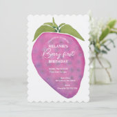 ピンクベリー ファーストバースデー 水彩 カスタム 招待状 (スタンド正面)