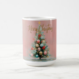 ピンクベルベットのクリスマスツリーマグ コーヒーマグカップ