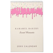 ピンクベーカリーつや消しドリップビジネスロゴ カレンダー (カバー)
