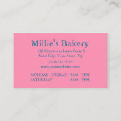 ピンクベーカリーカップケーキホームメイドパティシシェフ 名刺 (裏面)