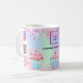 ピンクベーカリーグリッターカップケーキロゴqrコード コーヒーマグカップ (正面左)
