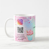 ピンクベーカリーグリッターカップケーキロゴqrコード コーヒーマグカップ (左)