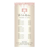 ピンクベーカリーケーキグリッターパティシシェフメニュー金ゴールド ラックカード (正面)