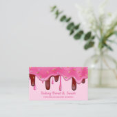 ピンクベーカリーパティシシェフクリームドリップドナツスプリンクル 名刺 (スタンド正面)