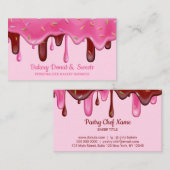 ピンクベーカリーパティシシェフクリームドリップドナツスプリンクル 名刺 (正面/裏面)