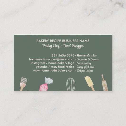 ピンクベーカリーフード調理師パーソナルシェフケータリング 名刺 (裏面)