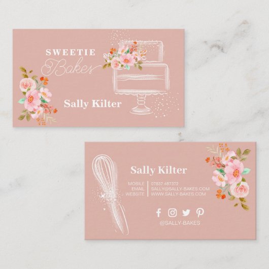 ピンクベーキングと料理のケーキ焼き 名刺 (正面/裏面)