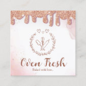 ピンクベーキング器具グリッター乾燥ベーカリー スクエア名刺 (正面)