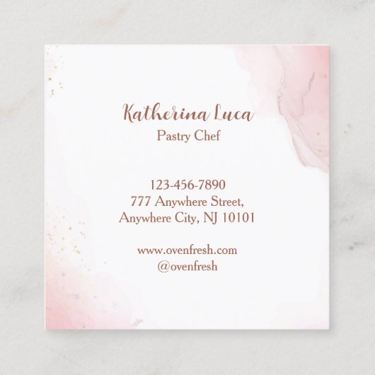ピンクベーキング器具グリッター乾燥ベーカリー スクエア名刺 (裏面)