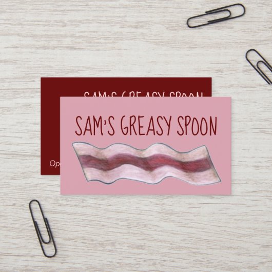 ピンクベーコンスライスレストランブレックファーストダイナーフード 名刺 (正面/裏面インサイチュ)