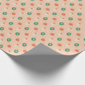 ピンクベージュのクリスマスボールとオーナメント ラッピングペーパー (角)