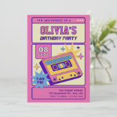 ピンクベージュのレトロ音楽パーティー 招待状 (スタンド正面)