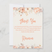 ピンクベージュの花の感謝カード 招待状 (正面)