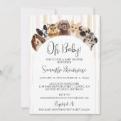 ピンクベージュの赤ちゃん犬 招待状 (正面)