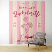 ピンクベージュウェルカムバチェロレッテ誕生月花 タペストリー (インサイチュ)