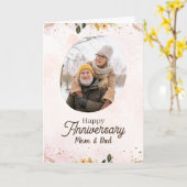 ピンクベージュウォーターカラーエステティックハッピー記念日 カード (黄色い花)